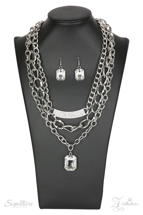 Paparazzi - The Stacy - ZI Signature Series - Silver Necklace Set