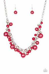 Paparazzi ~ The Upstater ~ Red Pearl Necklace Set