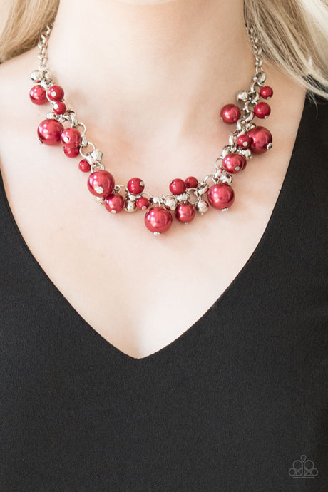 Paparazzi ~ The Upstater ~ Red Pearl Necklace Set