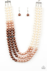 Paparazzi ~ Times Square Starlet ~ Brown Pearl Necklace Set