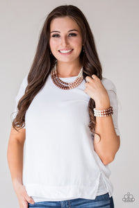 Paparazzi ~ Times Square Starlet ~ Brown Pearl Necklace Set